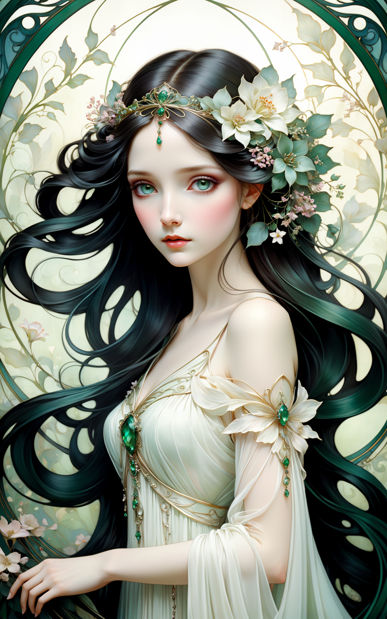 06536-2435131762-A delicate portrait, dynamic pose art nouveau and Alphonse Mucha, Tim Burton, Anna Dittmann style, a ethereal spirit of a beauti.png